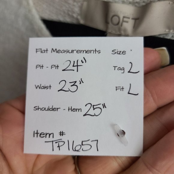 LOFT Cream and Navy Striped Sweater - Picture 12 of 12